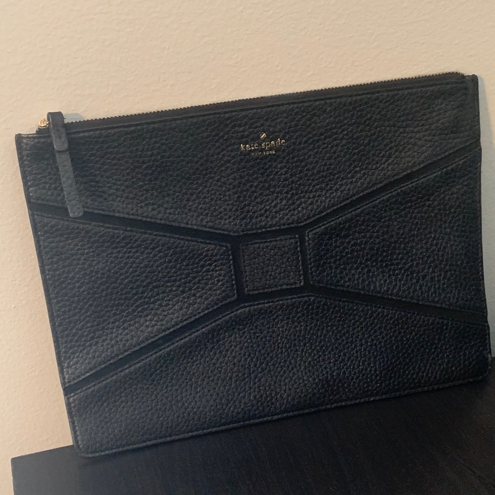 Kate Spade Bridge Place Bow Envelope Black Clutch